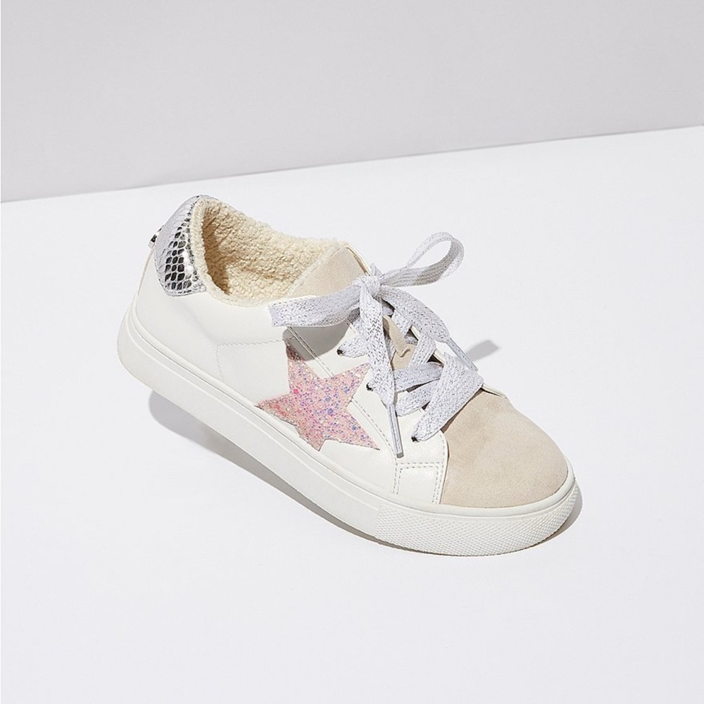 Steve Madden Kids' White and Pink Star Sneakers - Picture 4 of 9